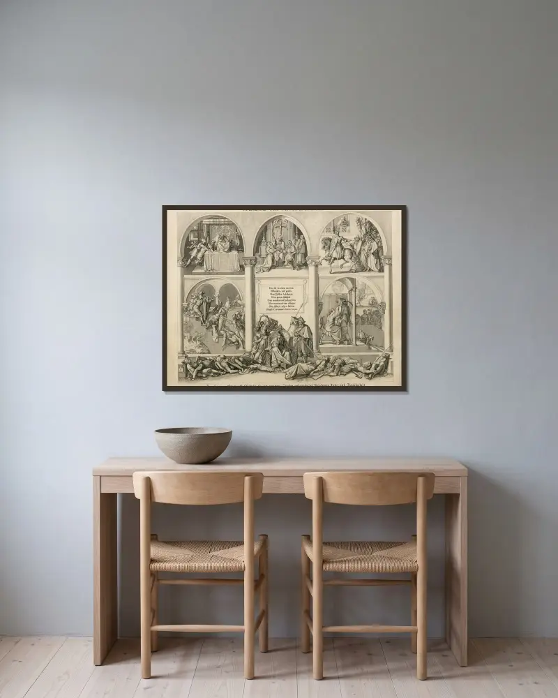 Hagens Heuchelei von Peter von Cornelius gerahmt an einer Wand