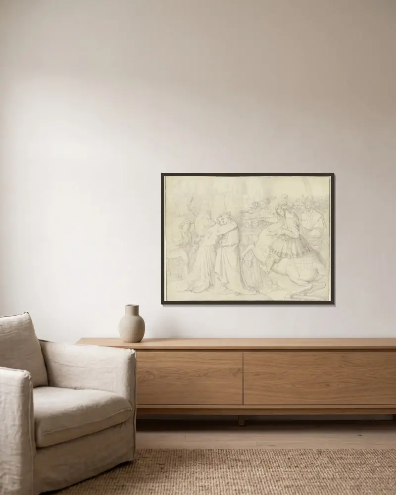 Ohne Titel von Peter von Cornelius gerahmt an einer Wand