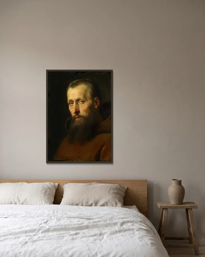 Father Haspinger av Franz von Defregger inramad på en vägg