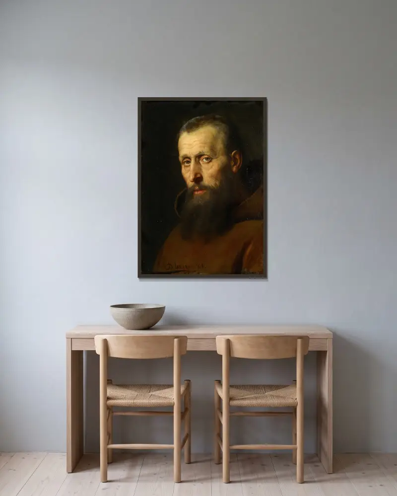 Father Haspinger av Franz von Defregger inramad på en vägg