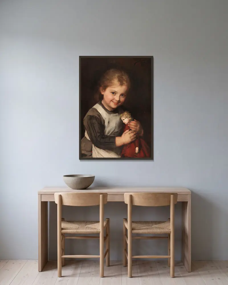 Dítě s panenkou, Franz von Defregger v rámu na stěně