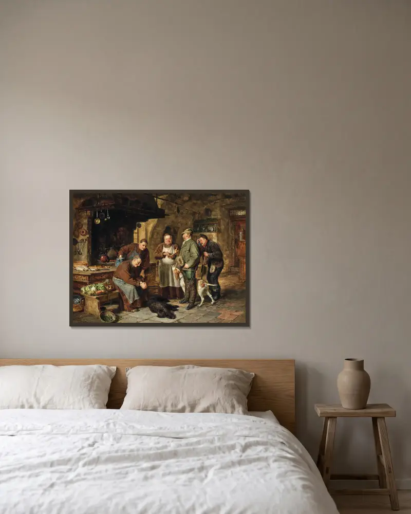 Ein gutes Essen von Eduard von Grützner gerahmt an einer Wand