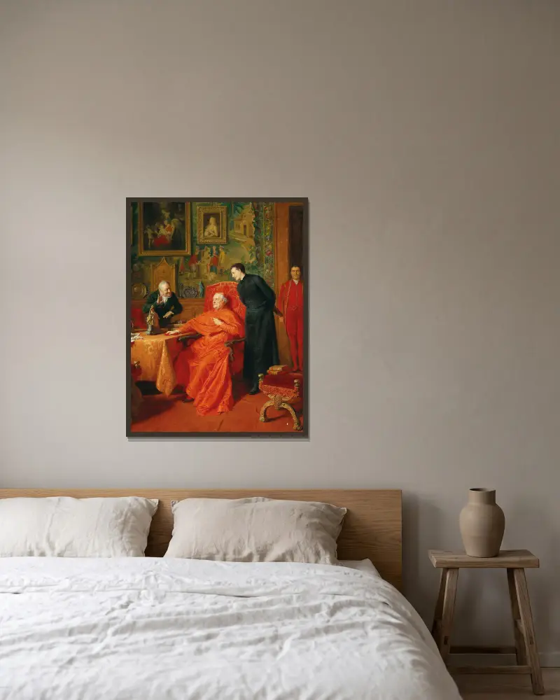 Ein Mäzen der Kunst von Eduard von Grützner gerahmt an einer Wand