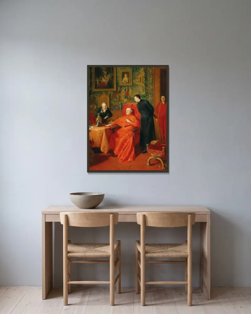 Ein Mäzen der Kunst von Eduard von Grützner gerahmt an einer Wand