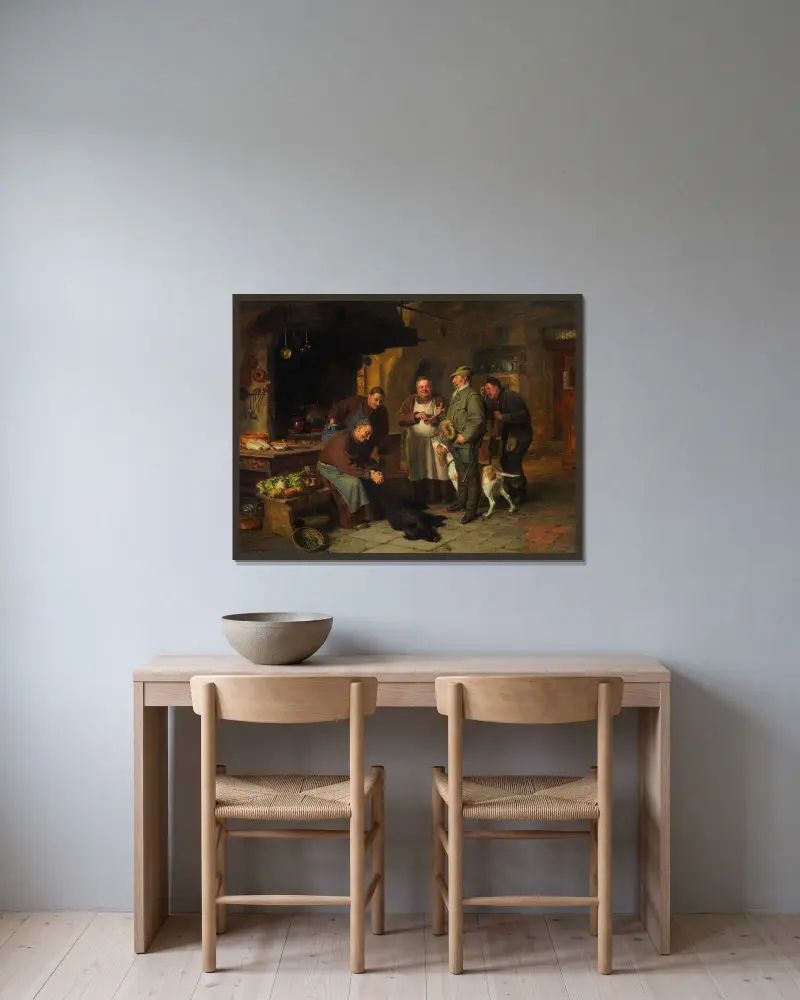 Ein guter Braten av Eduard von Grützner inramad på en vägg