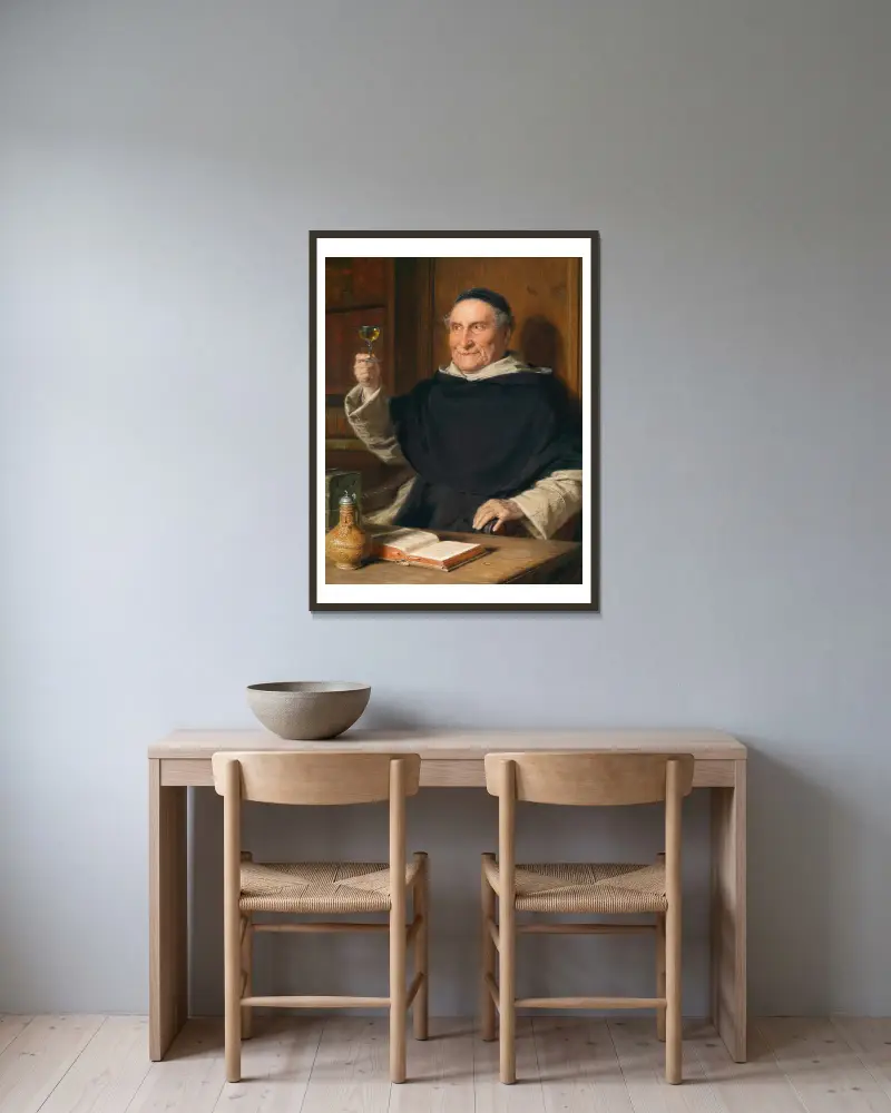 In der Studierstube av Eduard von Grützner inramad på en vägg