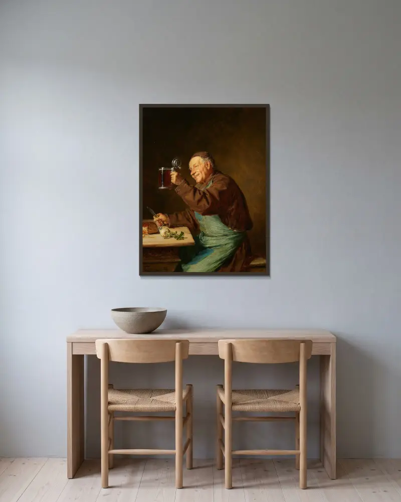 Prosit av Eduard von Grützner inramad på en vägg