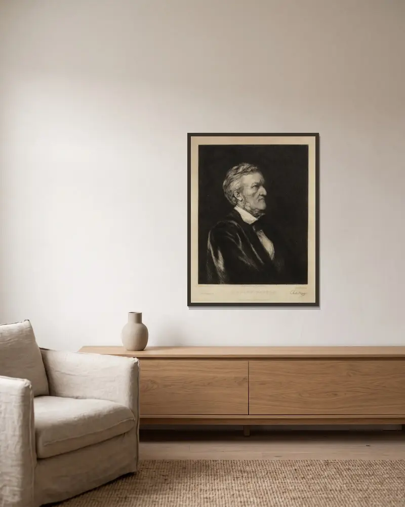 Richard Wagner von Sir Hubert von Herkomer gerahmt an einer Wand