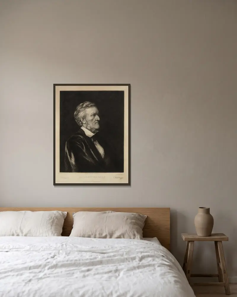 Richard Wagner von Sir Hubert von Herkomer gerahmt an einer Wand