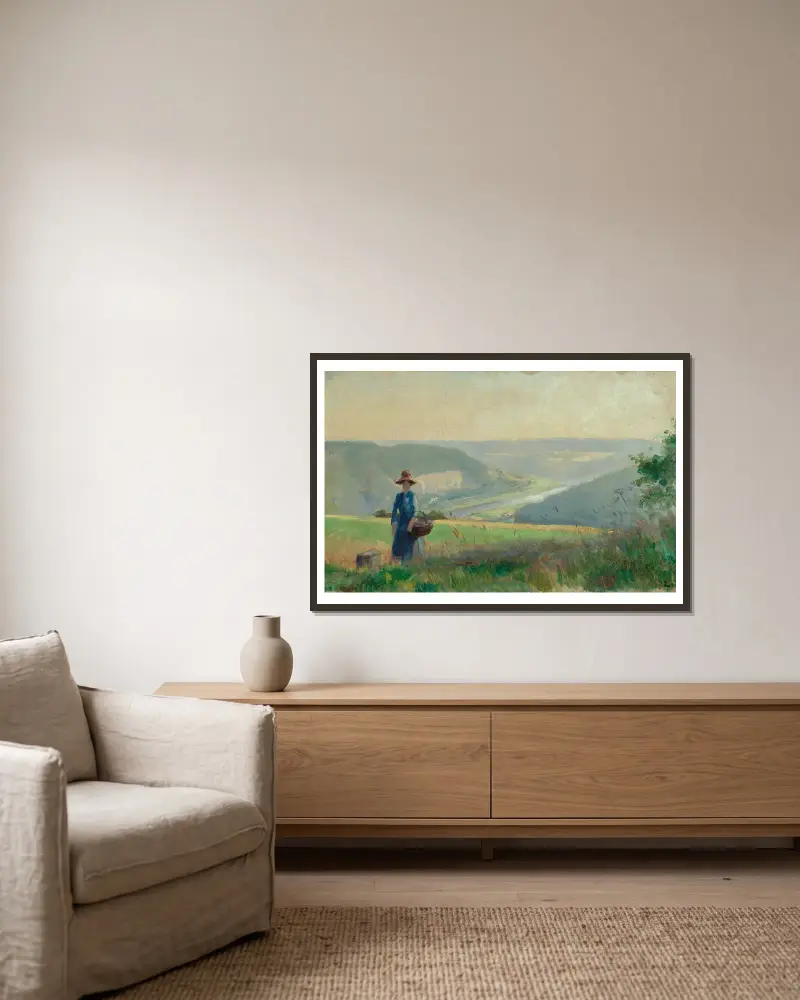 Blick in das Elbtal bei Königstein von Ludwig von Hofmann gerahmt an einer Wand