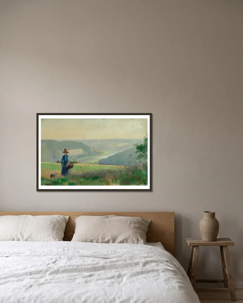 Blick in das Elbtal bei Königstein von Ludwig von Hofmann gerahmt an einer Wand
