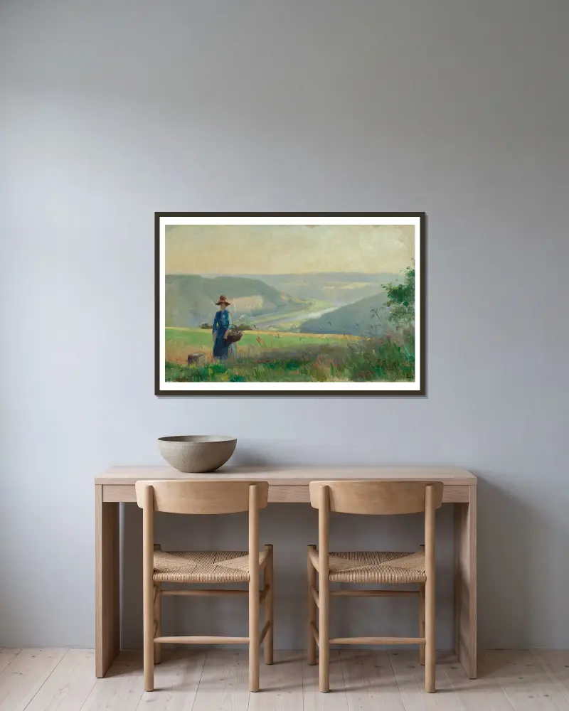 Blick in das Elbtal bei Königstein von Ludwig von Hofmann gerahmt an einer Wand