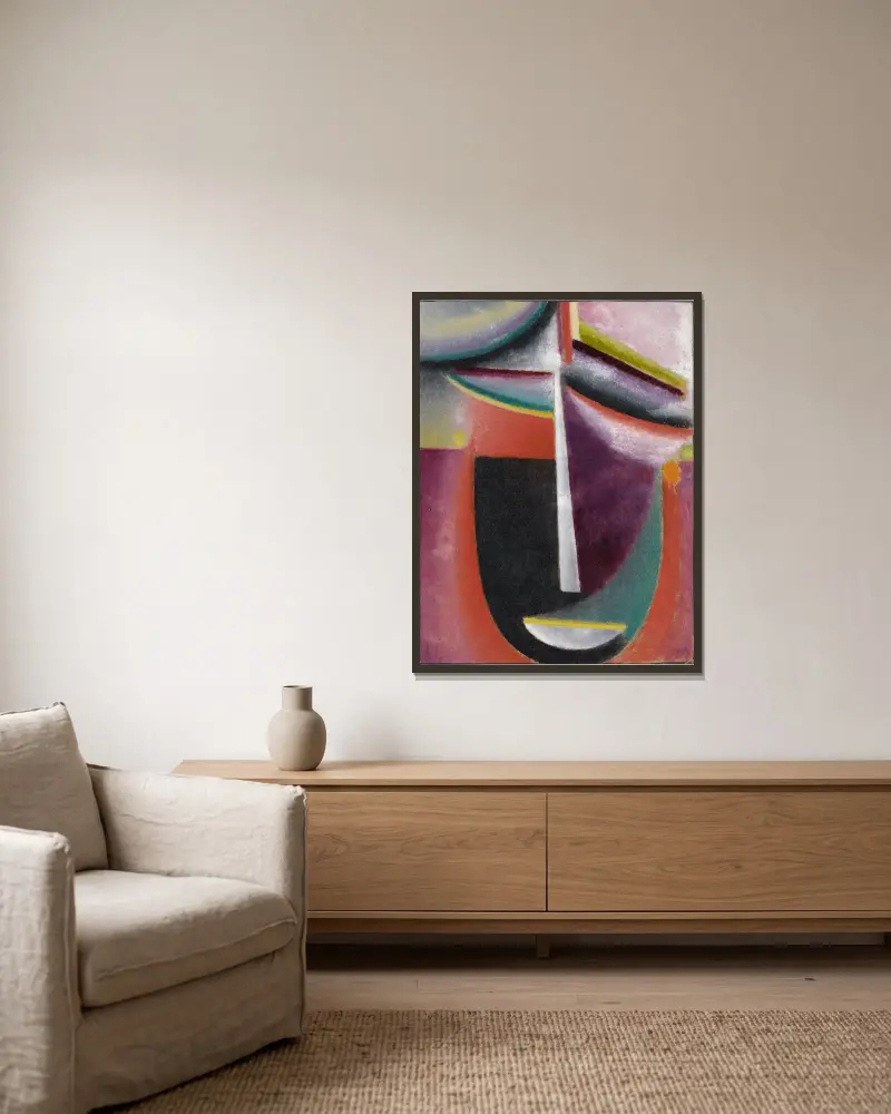 Abstrakt huvud, mysterium av Alexej von Jawlensky inramad på en vägg