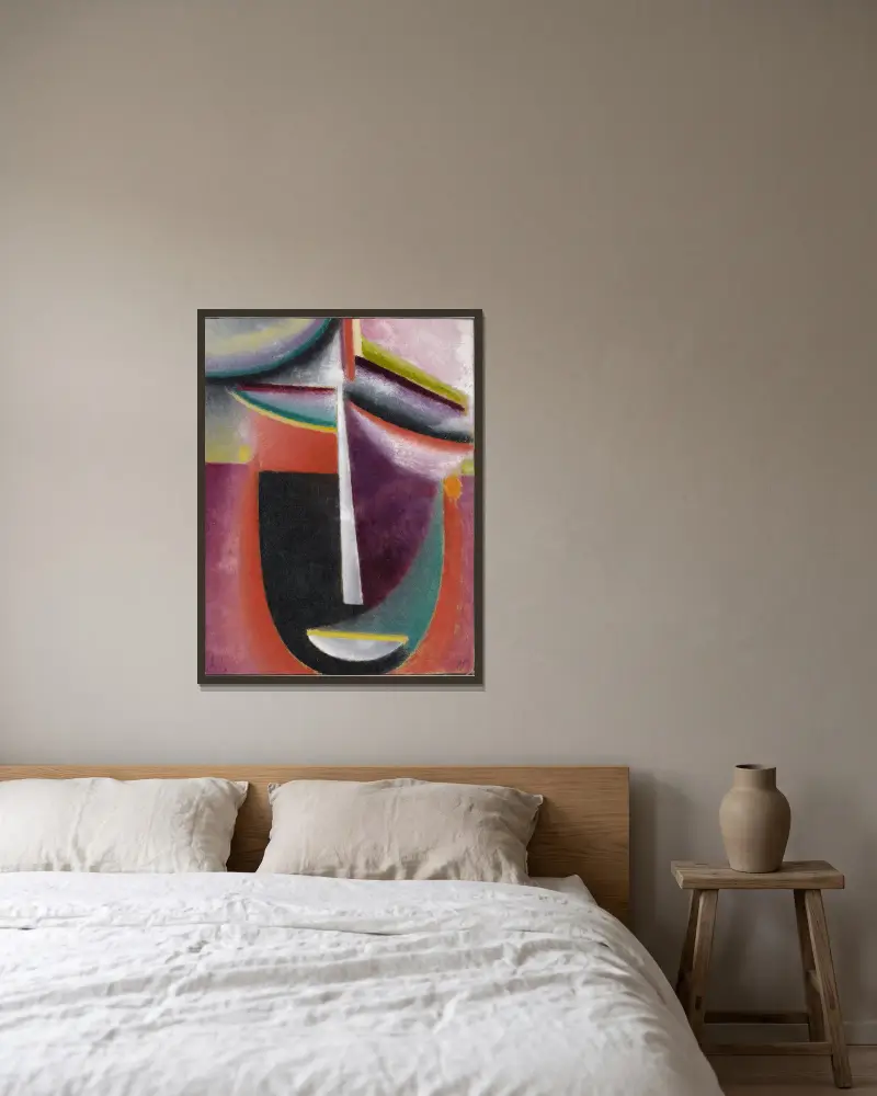 Abstrakt huvud, mysterium av Alexej von Jawlensky inramad på en vägg