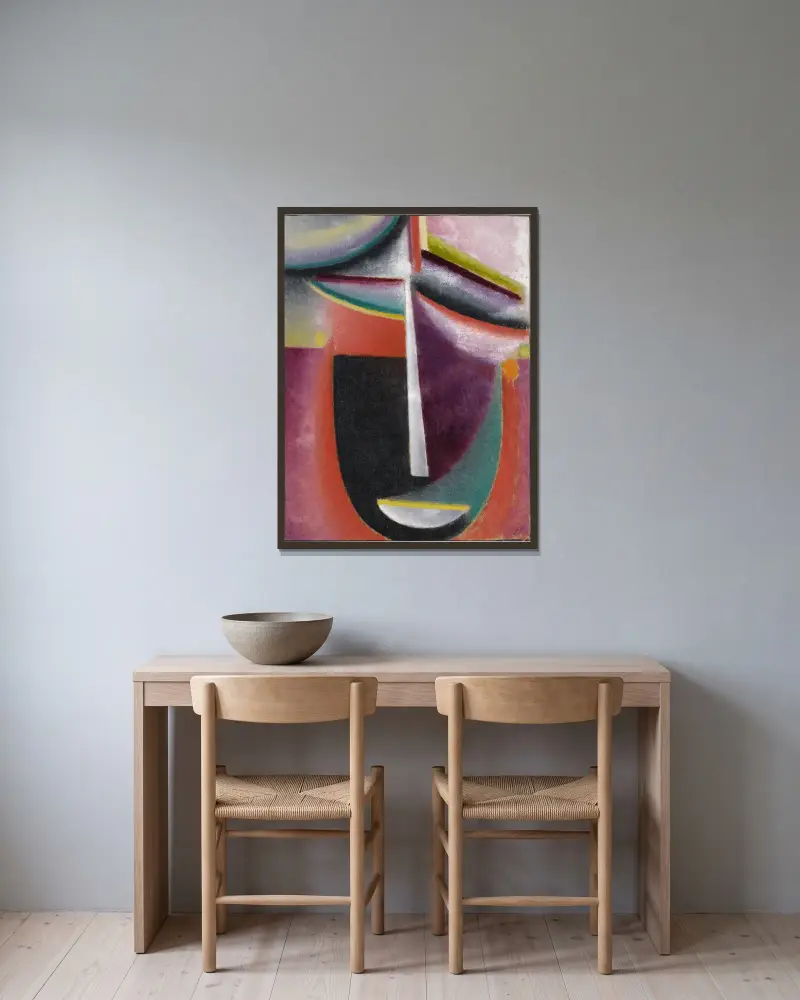 Abstrakt huvud, mysterium av Alexej von Jawlensky inramad på en vägg