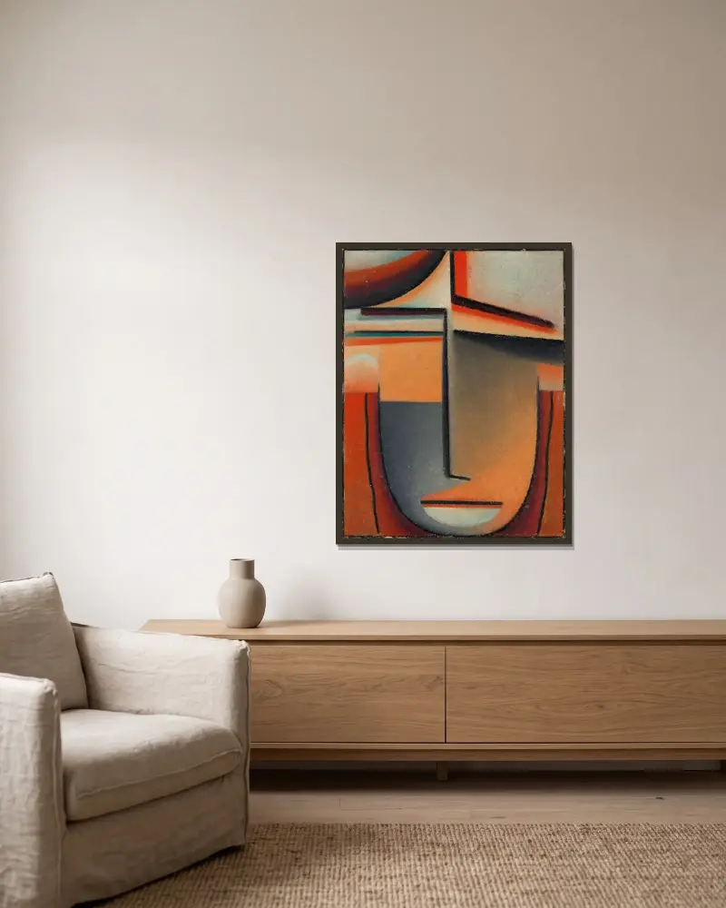 Abstract Head; Tragic av Alexej von Jawlensky inramad på en vägg
