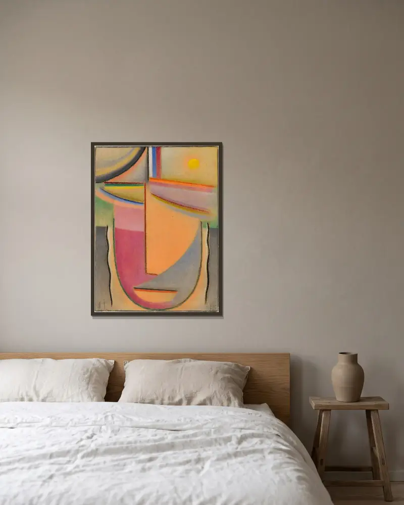 Abstrakter Kopf, 1927 – nr 1 av Alexej von Jawlensky inramad på en vägg