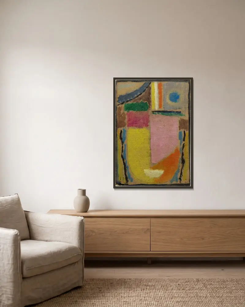 Abstrakter Kopf, 1933 – nr 2 av Alexej von Jawlensky inramad på en vägg