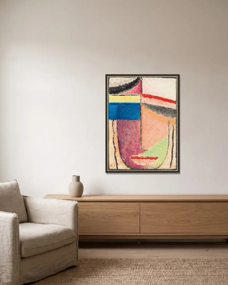 Abstrakter Kopf, 1929 von Alexej von Jawlensky gerahmt an einer Wand