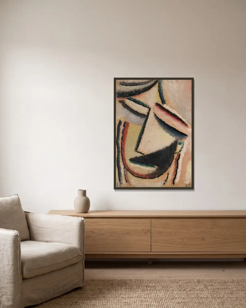 Abstrakter Kopf, 1927 – nr 2 av Alexej von Jawlensky inramad på en vägg