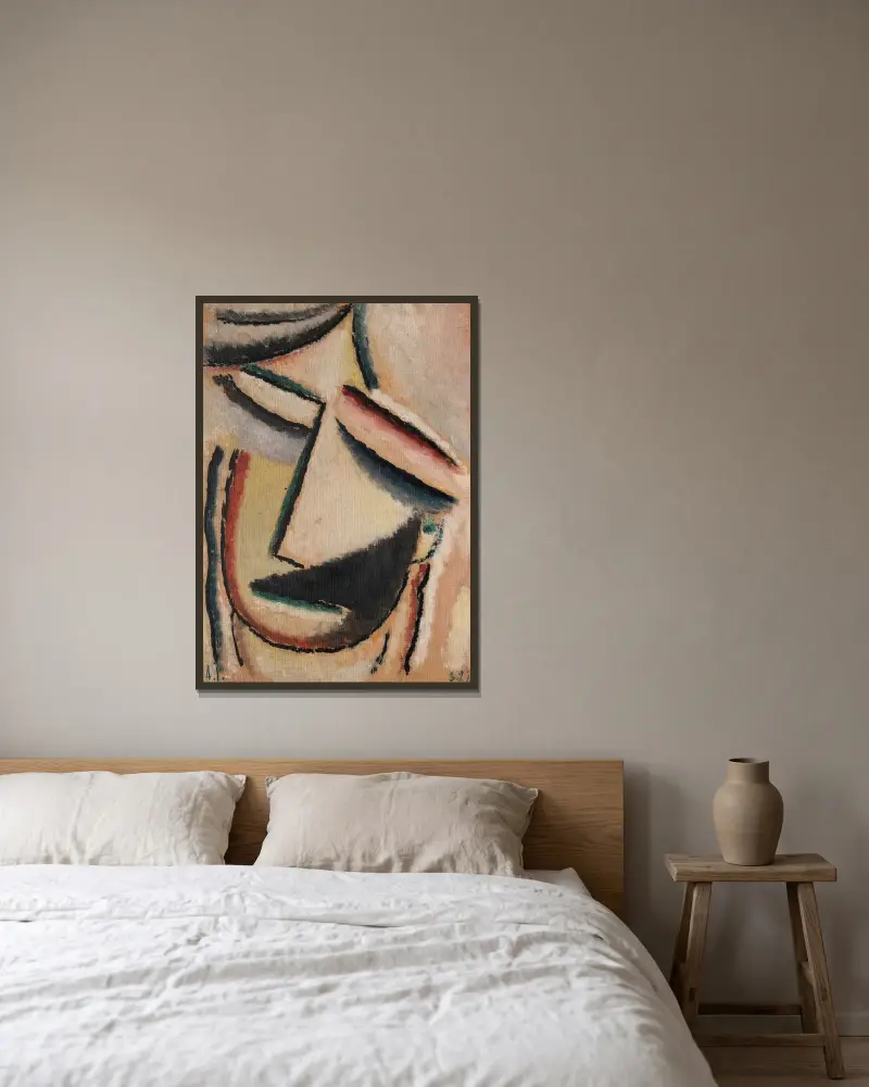Abstrakter Kopf, 1927 – nr 2 av Alexej von Jawlensky inramad på en vägg