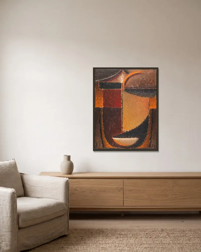 Abstrakcyjna głowa; Orient – Stłumiony żar, Alexej von Jawlensky w ramie na ścianie