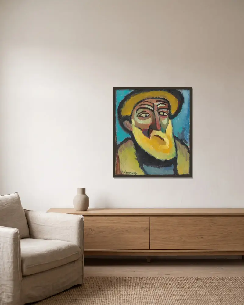 Bärtiger Alte av Alexej von Jawlensky inramad på en vägg