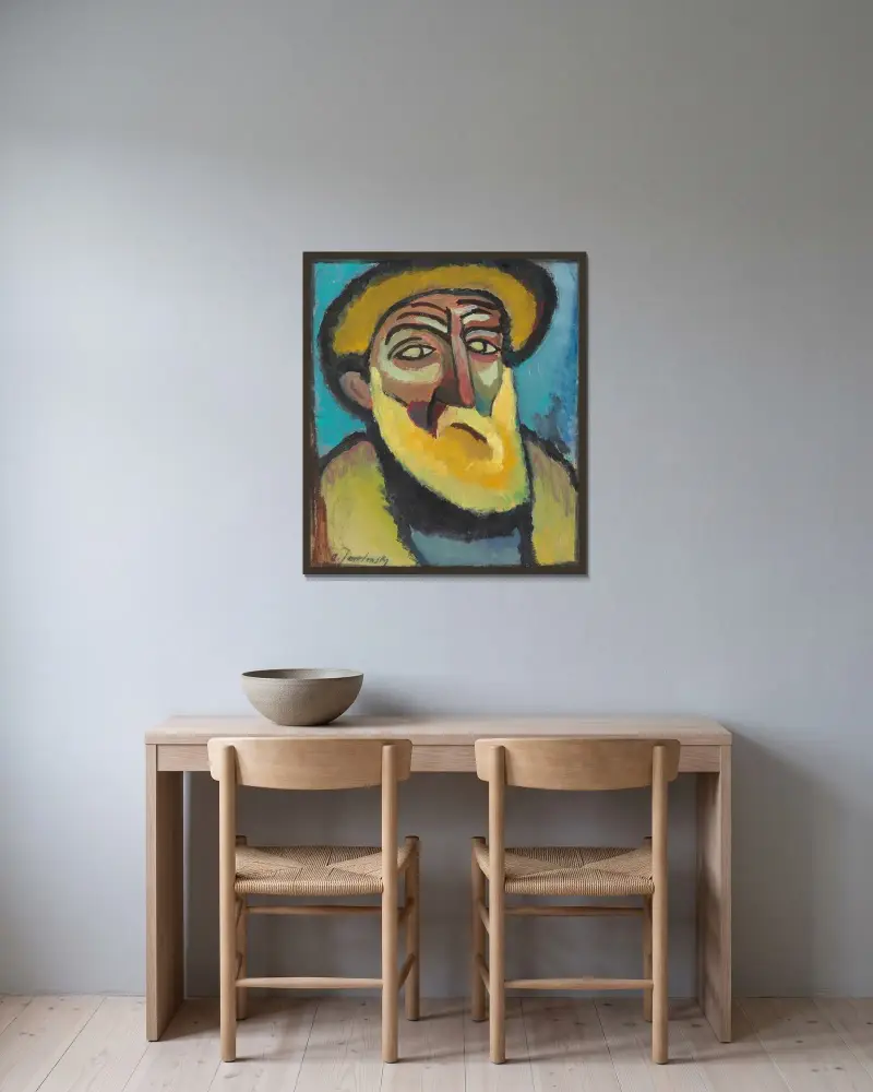 Bärtiger Alte av Alexej von Jawlensky inramad på en vägg