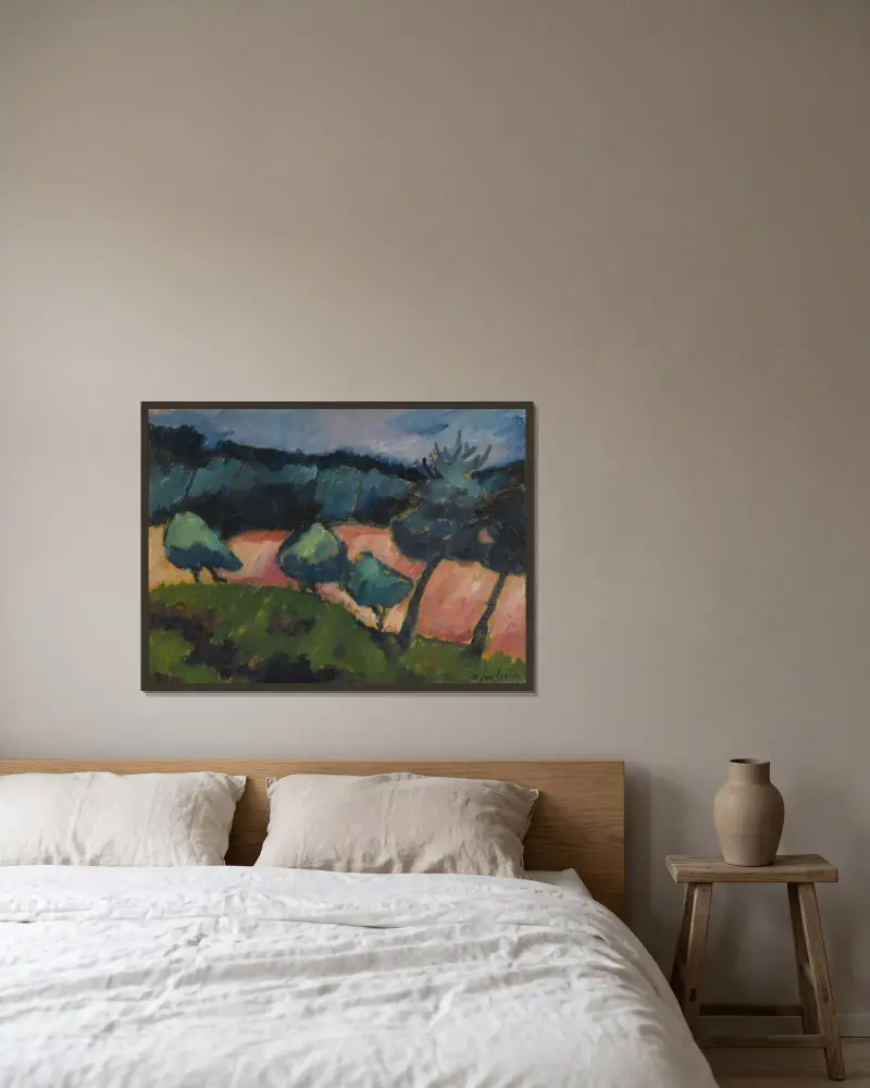 Träd och sanddyner i Prerow av Alexej von Jawlensky inramad på en vägg