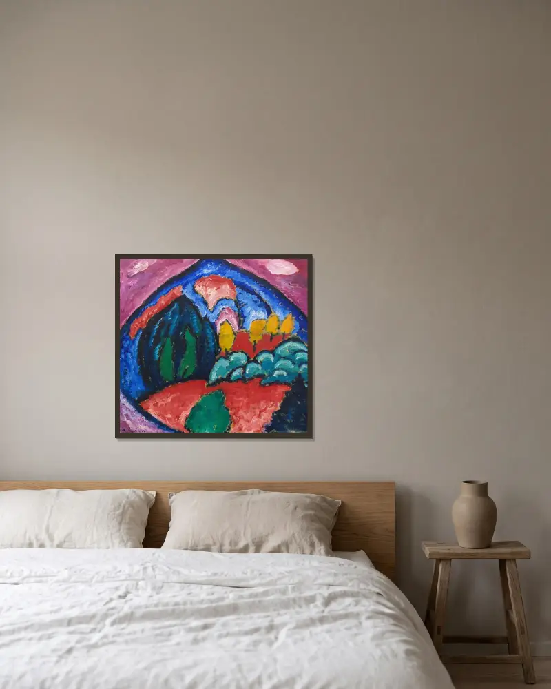 Berge in Oberstdorf av Alexej von Jawlensky inramad på en vägg
