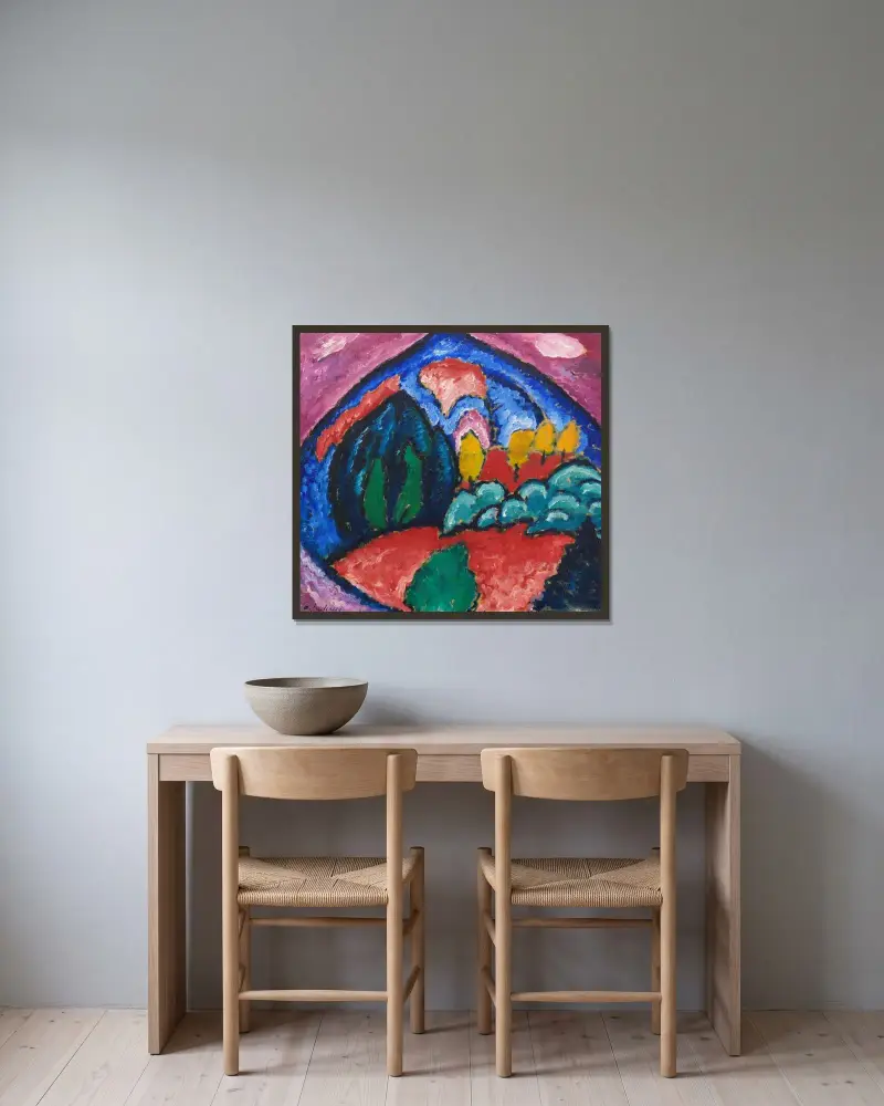 Berge in Oberstdorf av Alexej von Jawlensky inramad på en vägg