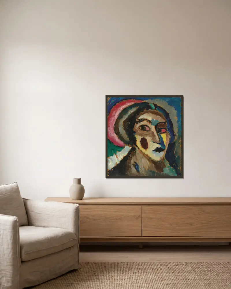 Die Griechin von Alexej von Jawlensky gerahmt an einer Wand