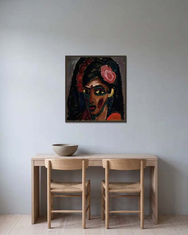 Ägyptisches Mädchen von Alexej von Jawlensky gerahmt an einer Wand