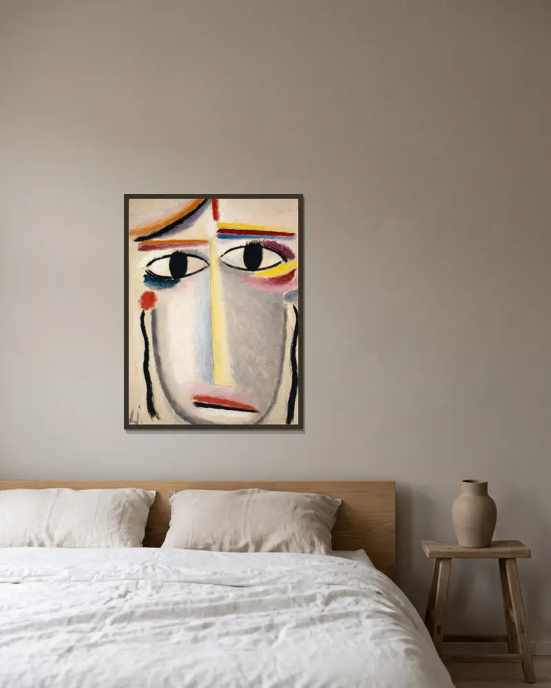 Female Head av Alexej von Jawlensky inramad på en vägg