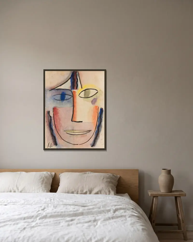 Frauenkopf Femina von Alexej von Jawlensky gerahmt an einer Wand