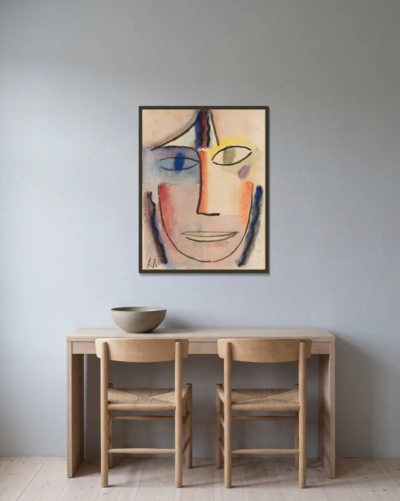 Frauenkopf Femina von Alexej von Jawlensky gerahmt an einer Wand