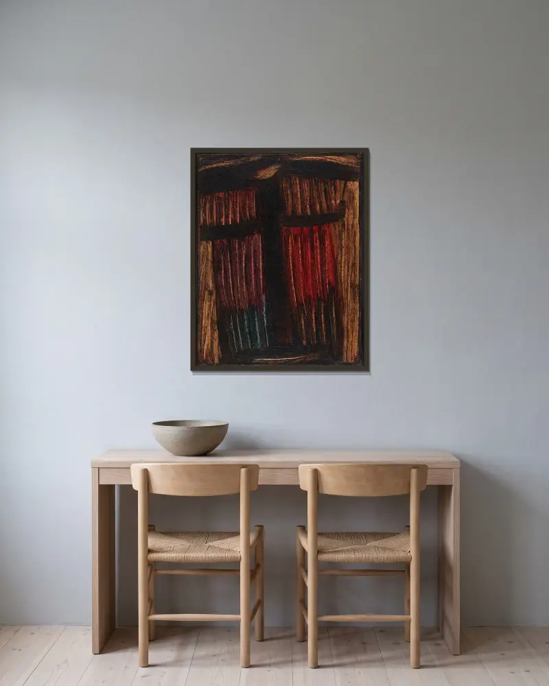 Stor meditation; Timmar före Kristi födelse av Alexej von Jawlensky inramad på en vägg