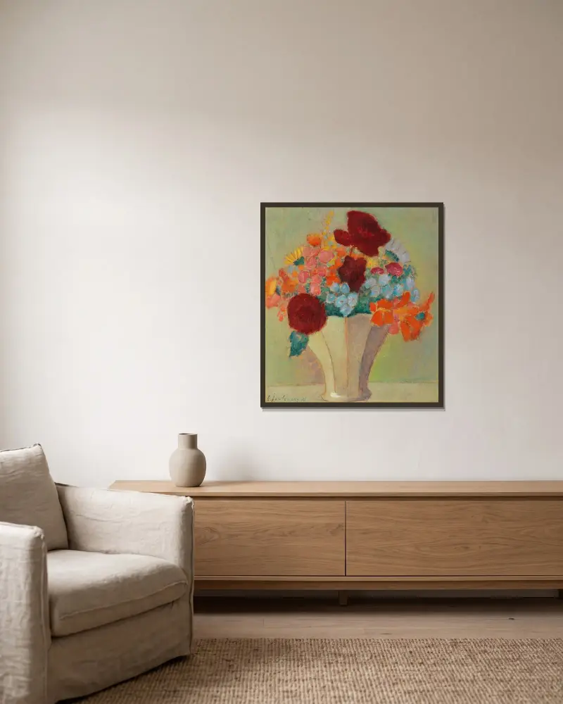Großes Stillleben; Helles Bouquet von Alexej von Jawlensky gerahmt an einer Wand