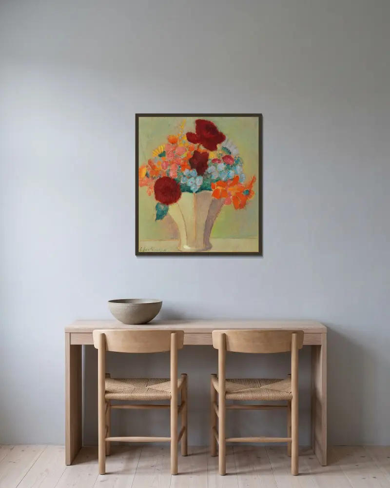 Großes Stillleben; Helles Bouquet von Alexej von Jawlensky gerahmt an einer Wand