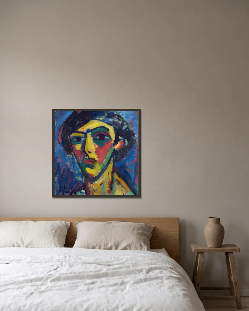 Head Of A Youth av Alexej von Jawlensky inramad på en vägg