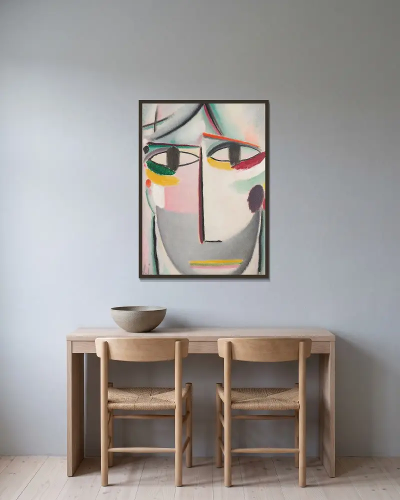 Heilandsgesicht av Alexej von Jawlensky inramad på en vägg