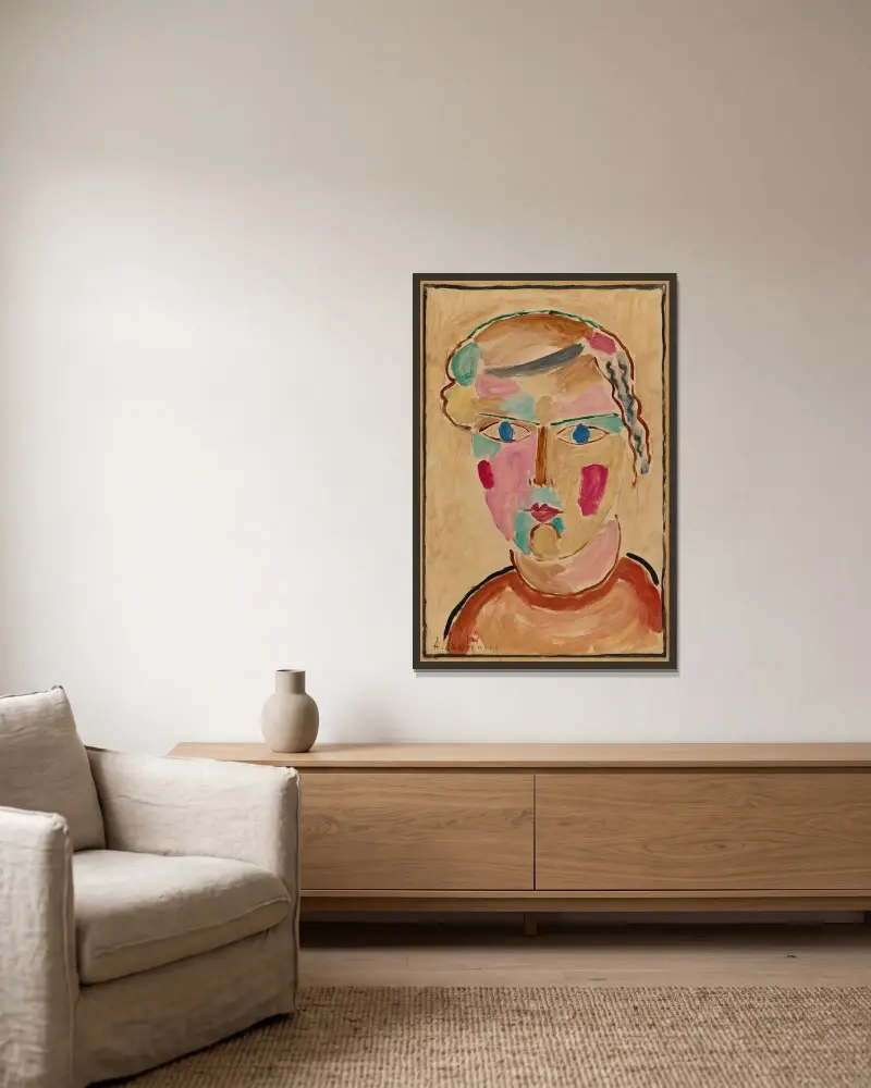 Ljus uppenbarelse av Alexej von Jawlensky inramad på en vägg