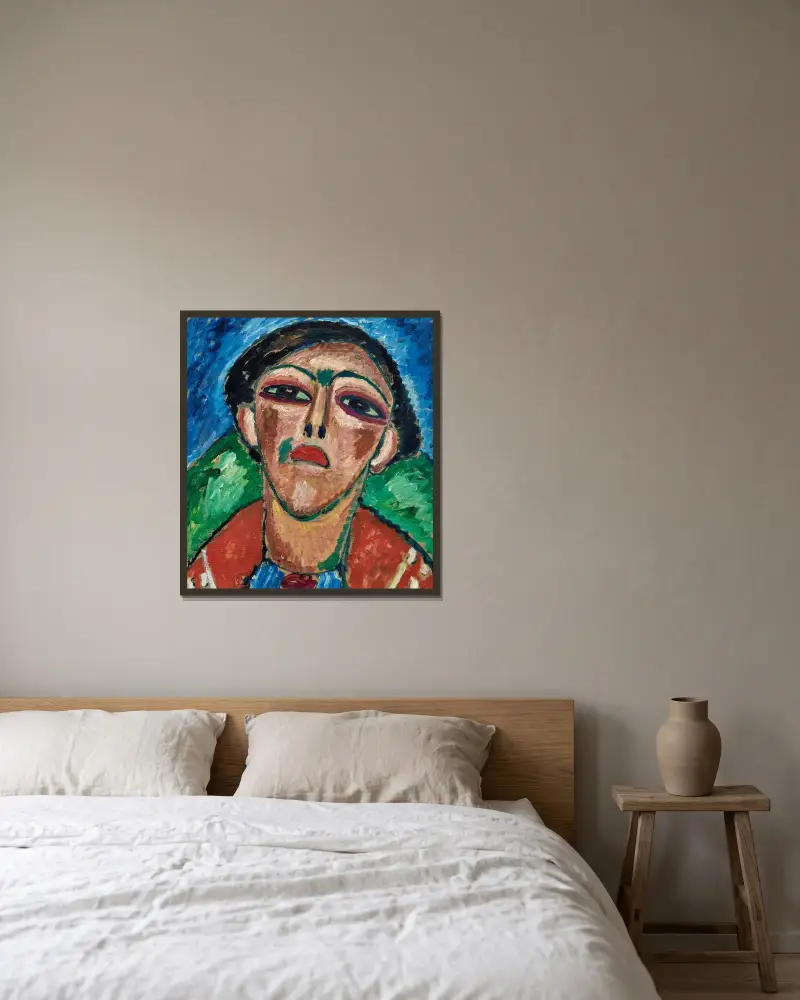 Jünglingsportrait av Alexej von Jawlensky inramad på en vägg