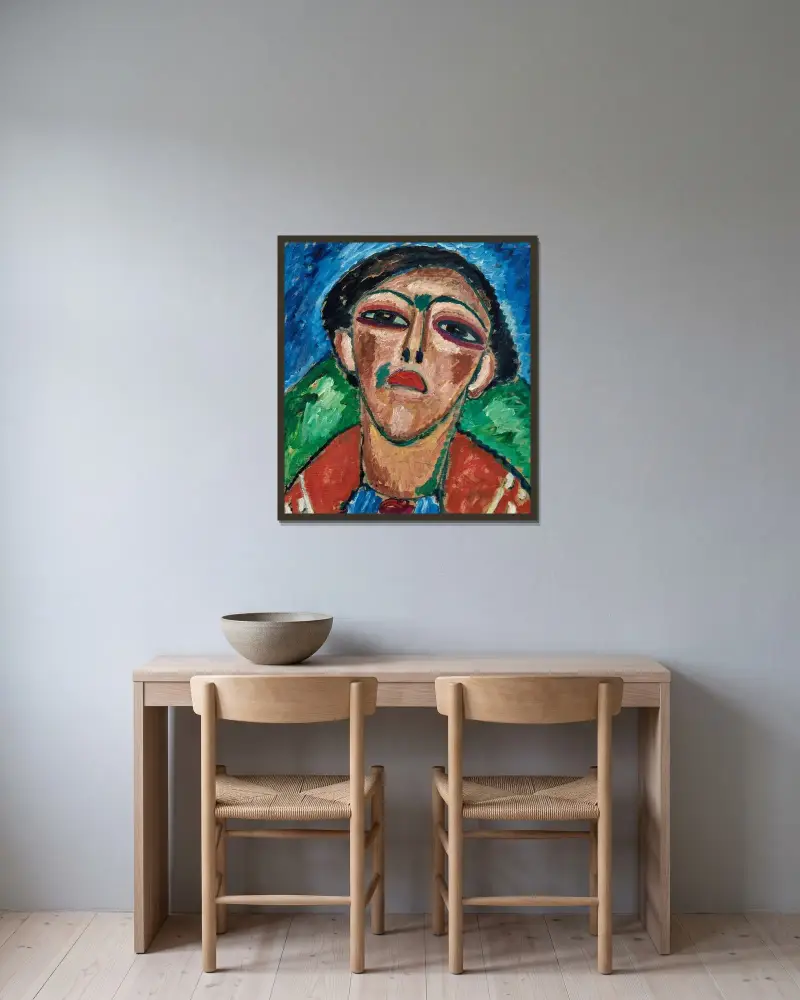 Jünglingsportrait av Alexej von Jawlensky inramad på en vägg