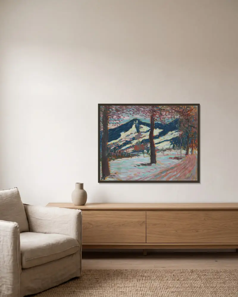 Landskap i Füssen (vår) av Alexej von Jawlensky inramad på en vägg