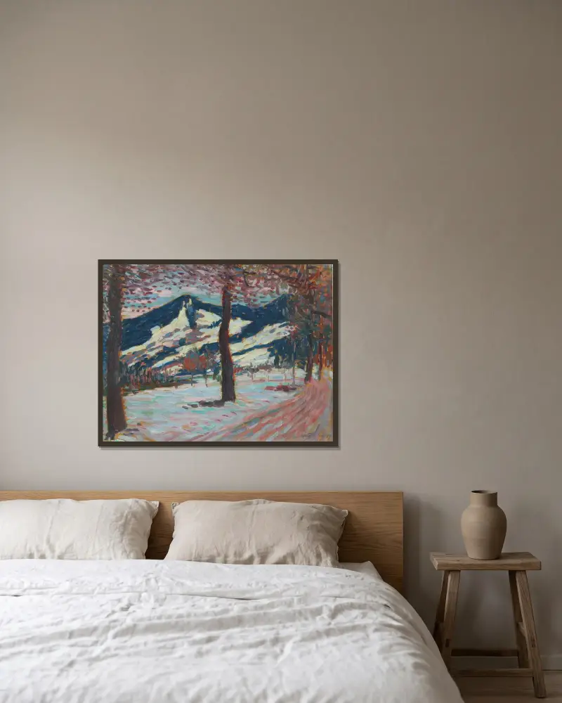 Landskap i Füssen (vår) av Alexej von Jawlensky inramad på en vägg