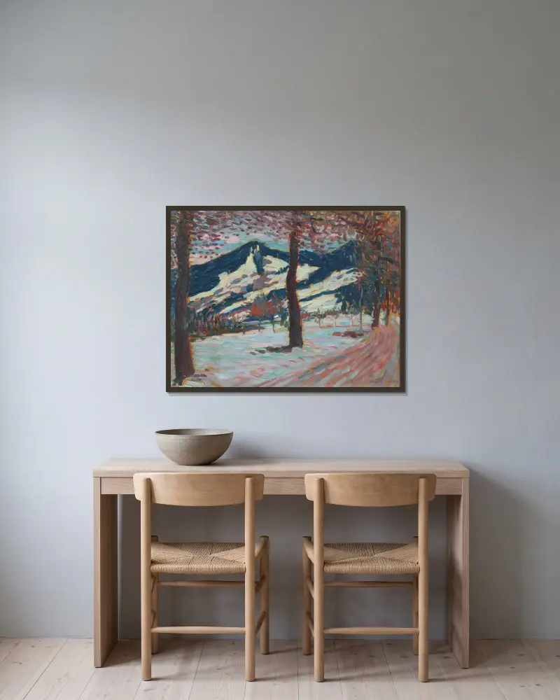 Landskap i Füssen (vår) av Alexej von Jawlensky inramad på en vägg