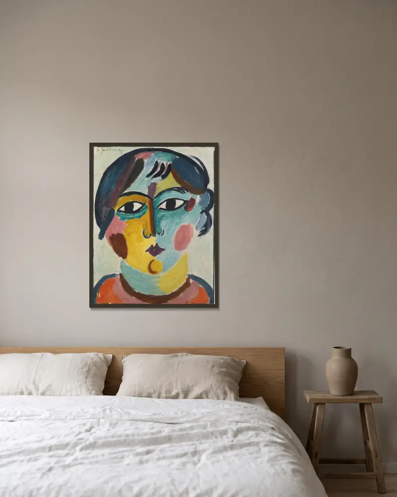 Flickhuvud – Asiatiskan av Alexej von Jawlensky inramad på en vägg