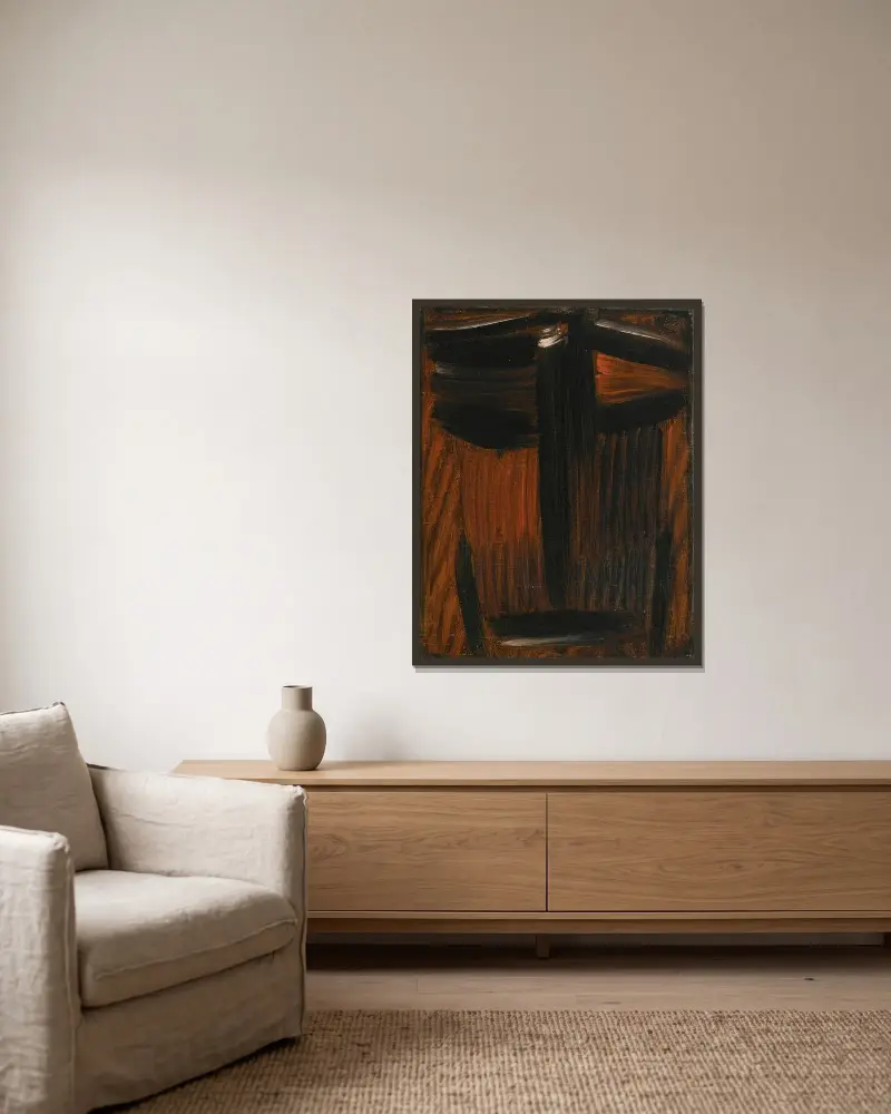 Meditation; svart-orange glöd av Alexej von Jawlensky inramad på en vägg