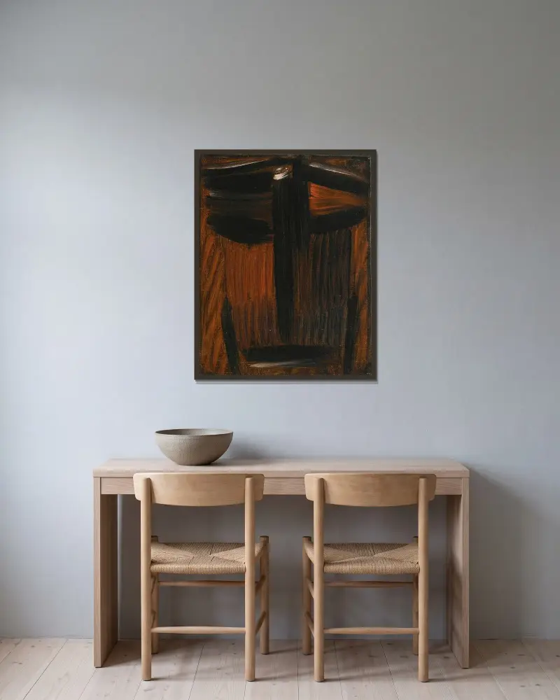 Meditation; svart-orange glöd av Alexej von Jawlensky inramad på en vägg